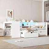 Gegtuon Schlafsofa Kinderbett Bett 90x200 mit LED-Licht,...