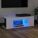 Sufrk TV-Schrank mit LED-Leuchten Weiß 90x39x30 cm Wohnwand...