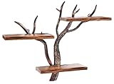 Kobolo Wandregal ESRA 57x19x46 cm, Regal aus braunem Mangoholz &...
