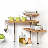 Bamboo and Stainless Steel Corner Shelf Unit - Kitchen - Bathroom -...