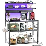iSunirm Bäckerregal mit Steckdose, Mikrowellenständer, 5-stufige...