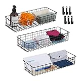 Relaxdays Drahtkorb 3er Set, Wand, Aufbewahrungskorb, HxBxT: 7,5 x 41...