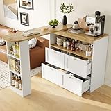 ModernLuxe 360° drehbarer Bartisch mit 4 Schubladen und offenen...