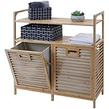 Mendler Bambus Badezimmerschrank HWC-N83, Wäschesammler Regal...