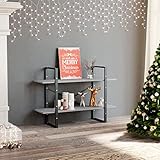 QJBSAVVA Bücherregal aus Holzwerkstoff und Metall in Betongrau,...