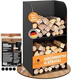 BLACK OAK Kaminholzregal YOSEMITE 80x40x30cm schwarz - für innen und...
