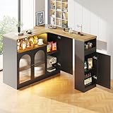 Merax Ausziehbarer Bartisch mit Stauraum, 360° drehbarer Bartisch...