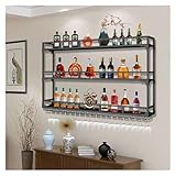 GLMGBP Weinregal mit LED-Beleuchtung, Wandmontierter Glashalter,...