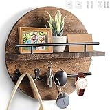 Dxiunove Schlüsselboard Vintage Holz mit Ablage Schlüsselbrett Rund...