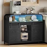 Hzuaneri Küchenschrank mit LED-Beleuchtung, Sideboard mit...