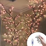 BomKra Kirschblüten Willow Vine Wand Deko - 144 LEDs Lichterkette...