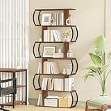 Hzuaneri 6-Tier Bücherregal, Offenes Standregal aus Eisen und Holz,...