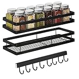 Gewürzregal Wand Ohne Bohren 2er Set mit Küchenreling Küchenregal...