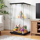 Glasvitrine mit LED-Beleuchtung in Schwarz, 86x43x37cm, Modern Vitrine...
