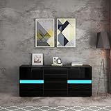 Anrichte Kommode, AnrichteSchrank mit LED-Beleuchtung,...