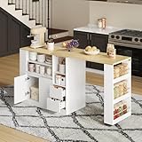 Merax Bartisch mit Stauraum, mit dreiseitigen Regalen&2 Schubladen,...