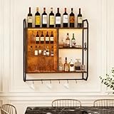 YOURLITE Weinregal Wand, Bar Regal Wand mit LED-Licht, Schwebende...