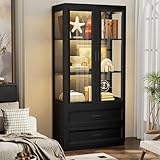 BROTTAR Vitrinenschrank mit LED Beleuchtung, Acryl Vitrine Schwarz mit...
