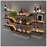 160cm Modernes Wand-Weinregal Mit LED Beleuchtung, Schwebende...
