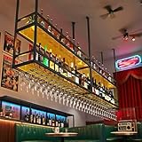 FKKPRVAX 80CM Deckenregal Weinregal mit LED, 2-Lagiger Hängeregal aus...