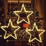 Elktry Weihnachtsdeko mit 3 Metall Sterne, 135 LED Weihnachtsstern...
