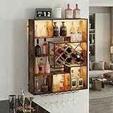 YOURLITE Weinregal Wand mit LED-Beleuchtung Metall,Bar Regal mit...