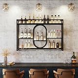 GWPGJW Modernes Weinregal Wandmontage aus Metall mit LED-Beleuchtung -...