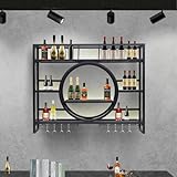 GWPGJW Weinregal Wand Metall, Bar Regal mit Weingläserhalter -...