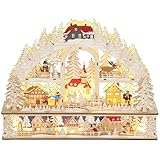 HOMCOM Weihnachtsdorf mit LED-Leuchtung, 45 cm Weihnachtsstadt mit...