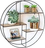 Intimo Living Schwarzes Industrial Wandregal aus Holz und Metall -...