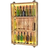 WEECO Weinregal aus Holz Beflammt für die Wand mit 4 Ebenen und LED...