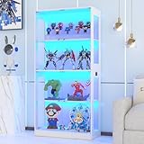 VOWNER 4-Lagen LED Vitrine mit Glastür, Vitrinenschrank mit 3-farbige...
