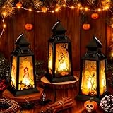 3 Stück Halloween Kürbis Laterne mit LED Kerze, Hängedeko Außen...