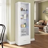 SUNXURY Glasvitrine mit Beleuchtung 55 x 35 x 172cm Vitrine mit...