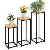 Youyijia Eichenholz Blumenregal Set 3-tlg (21x21x50/70/90cm) mit...