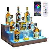 Weinregal mit 3 Etagen, LED-Lichter, Likör-Flaschen-Vitrine, Acryl,...