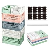 Aiuuee 6 Stücke Klappbox Stabil, 4 Stk Große Aufbewahrungskorb...
