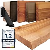LAMO Manufaktur Wandregal Holz Baumkante | Regal Farbe: Natur | mit...