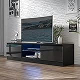 Schwarzer TV schrank mit LED-Beleuchtung für TV-Geräte bis 70 Zoll,...