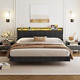 IRONCK Polsterbett 180x200 cm mit LED-Beleuchtung und Ladestation,...
