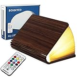 BONNYCO Buchlampe Holz mit Farbwechsel 16 Farben und Timer LED...