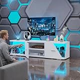 LED TV Schrank mit Beleuchtung LED TV-Ständer mit Aufbewahrung, Regal...