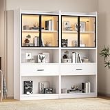 Physport Curio Vitrine mit Licht, Aufbewahrungsregale mit Pop-up...
