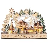 HOMCOM Weihnachtsdorf LED Winterlandschaft mit Waldszene,...