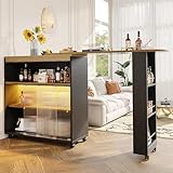 Zepneiy Ausziehbare Bar mit Regal, moderne mobile Bar, ausziehbar mit...