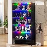 Vitrine mit Einstellbarer LED Beleuchtung 5-Lagen Vitrinenschrank...