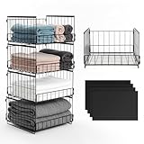 4er-Pack Stapelbare Kleiderschrank-Organizer, Metall-Wire Storage...