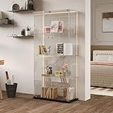 KeepGoon Glasschrank mit Vier Ebenen, Vitrine aus Glas mit 4 Regalen...