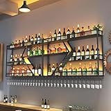 Generisch Wand Weinregal mit LED-Beleuchtung, 3 Ebenen Metall Bar...