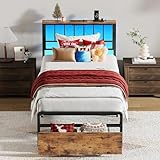 IRONCK Bett 90x200 mit LED Beleuchtung, Bettgestell 90 x 200 mit 2...